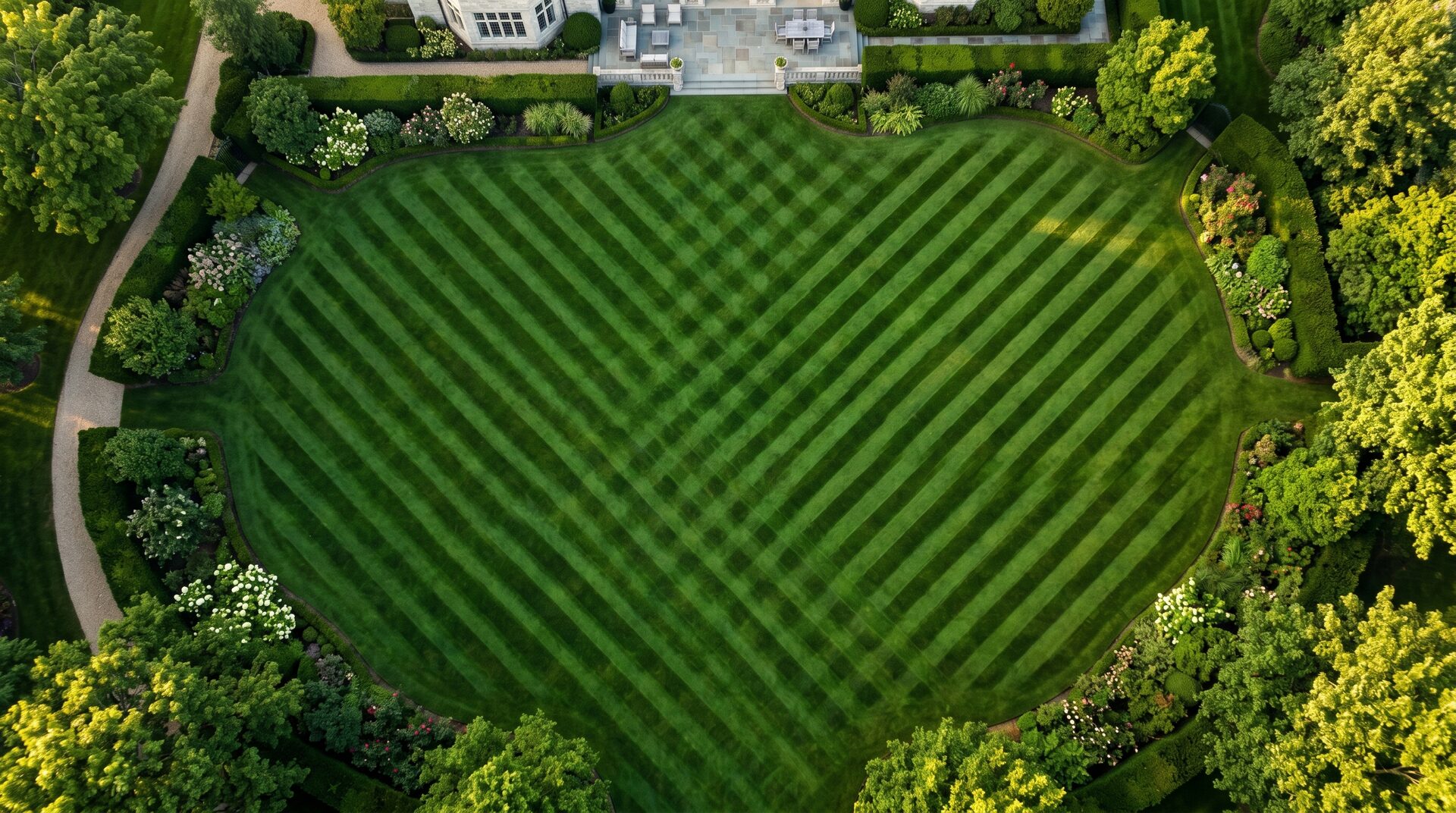 Aerial of bold mowing stripes